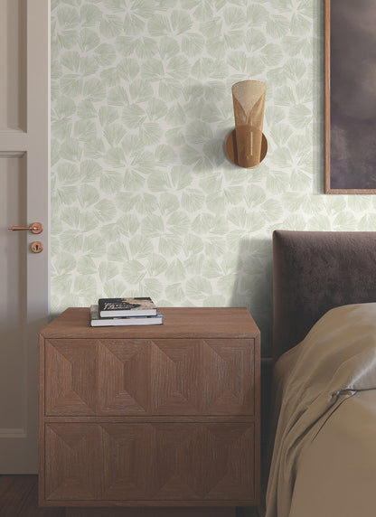 York Wallcoverings Lemieux et Cie Signature Elora Leaf Green Wallpaper Traditional Botanical Greens   - LM5352
