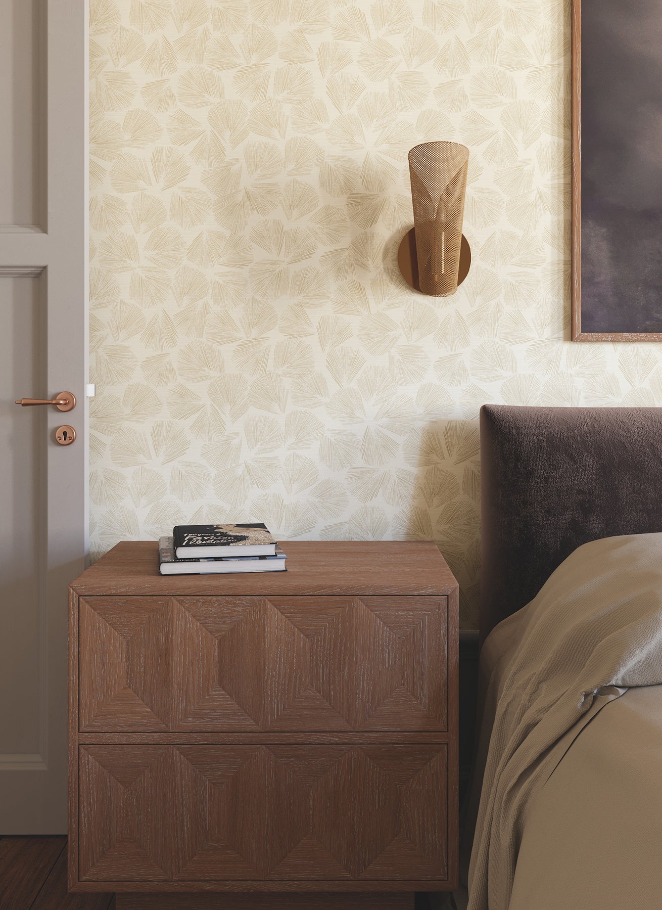 York Wallcoverings Lemieux et Cie Signature Elora Leaf Gold Wallpaper Transitional Botanical Pinks   - LM5353