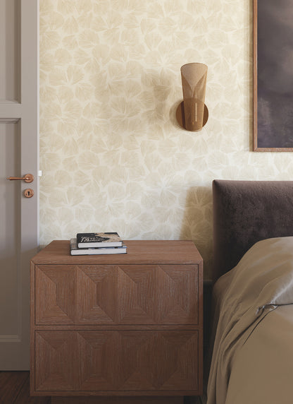 York Wallcoverings Lemieux et Cie Signature Elora Leaf Gold Wallpaper Transitional Botanical Pinks   - LM5353