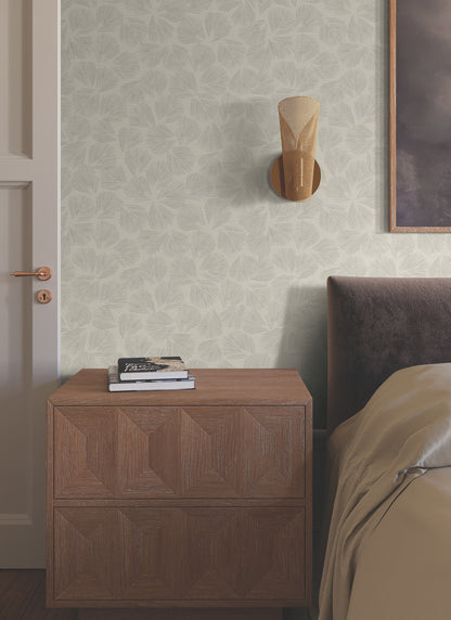 York Wallcoverings Lemieux et Cie Signature Elora Leaf Taupe Wallpaper Transitional Botanical Browns   - LM5354