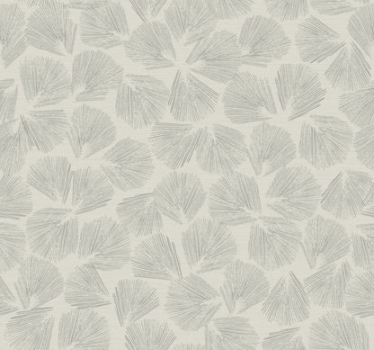 York Wallcoverings Lemieux et Cie Signature Elora Leaf Grey Wallpaper Transitional Botanical Greys   - LM5355