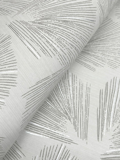 York Wallcoverings Lemieux et Cie Signature Elora Leaf Grey Wallpaper Transitional Botanical Greys   - LM5355
