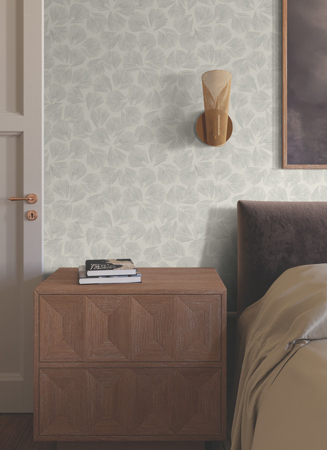York Wallcoverings Lemieux et Cie Signature Elora Leaf Grey Wallpaper Transitional Botanical Greys   - LM5355