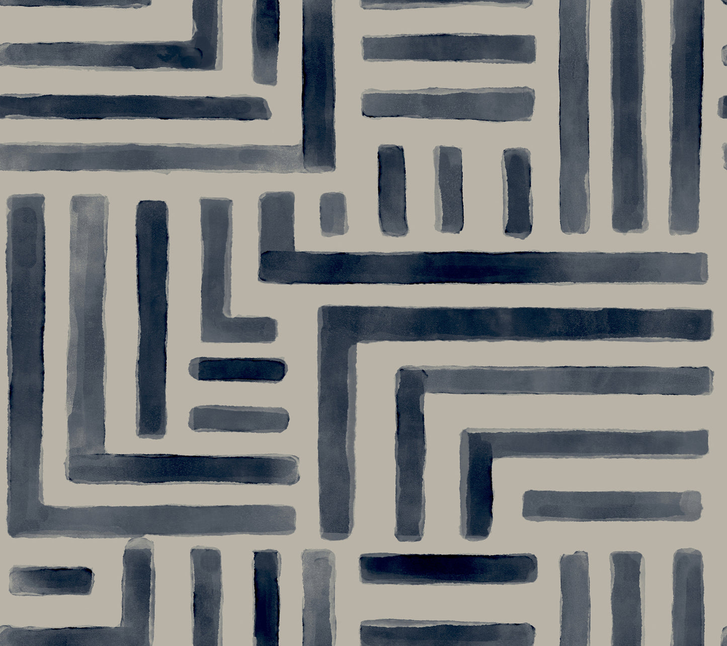 York Wallcoverings Lemieux et Cie Signature Painterly Labyrinth Navy Wallpaper Transitional Geometrics Blues   - LM5361