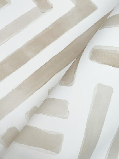 York Wallcoverings Lemieux et Cie Signature Painterly Labyrinth Light Neutral Wallpaper Transitional Geometrics Beiges   - LM5362