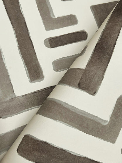 York Wallcoverings Lemieux et Cie Signature Painterly Labyrinth Warm Neutral Wallpaper Transitional Geometrics Browns   - LM5363