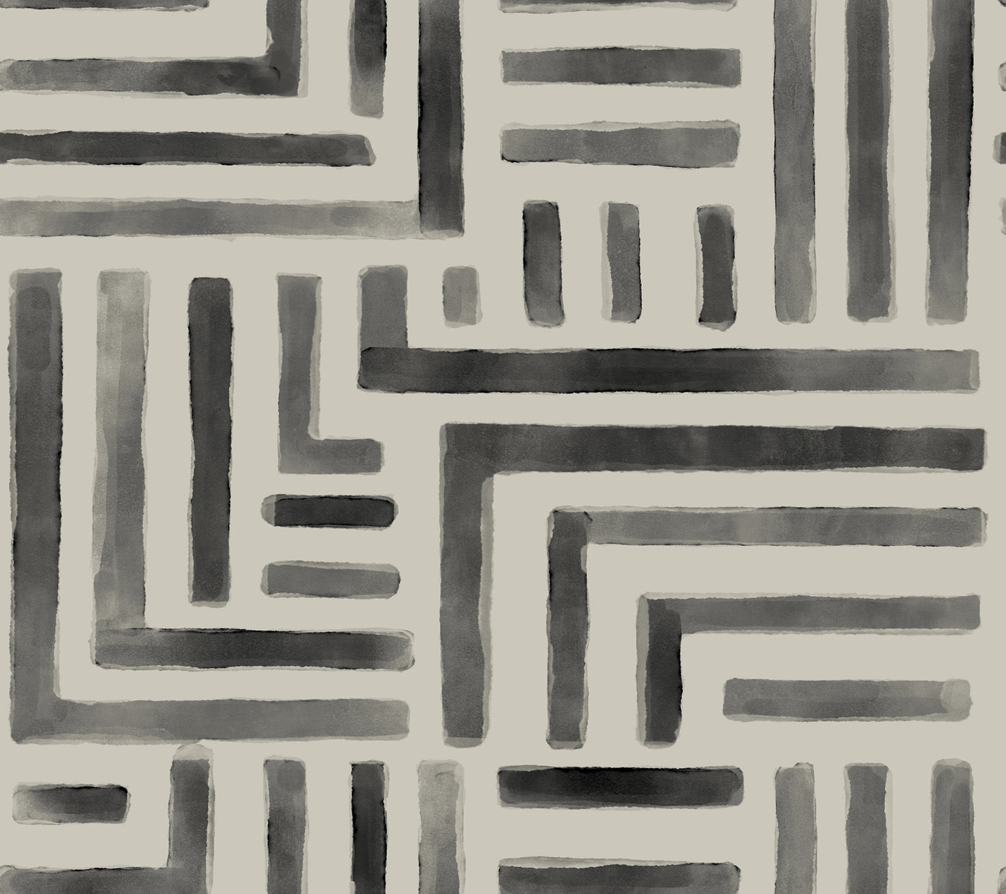York Wallcoverings Lemieux et Cie Signature Painterly Labyrinth Charcoal Wallpaper Transitional Geometrics Greys   - LM5365
