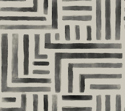 York Wallcoverings Lemieux et Cie Signature Painterly Labyrinth Charcoal Wallpaper Transitional Geometrics Greys   - LM5365