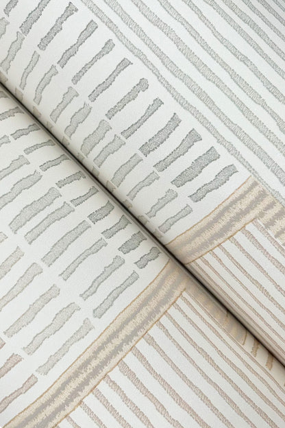 York Wallcoverings Lemieux et Cie Signature La Broderie Beige Wallpaper Modern Geometrics Beiges   - LM5371