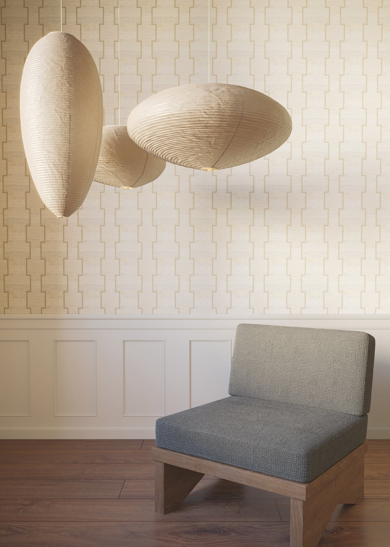 York Wallcoverings Lemieux et Cie Signature La Broderie Beige Wallpaper Modern Geometrics Beiges   - LM5371