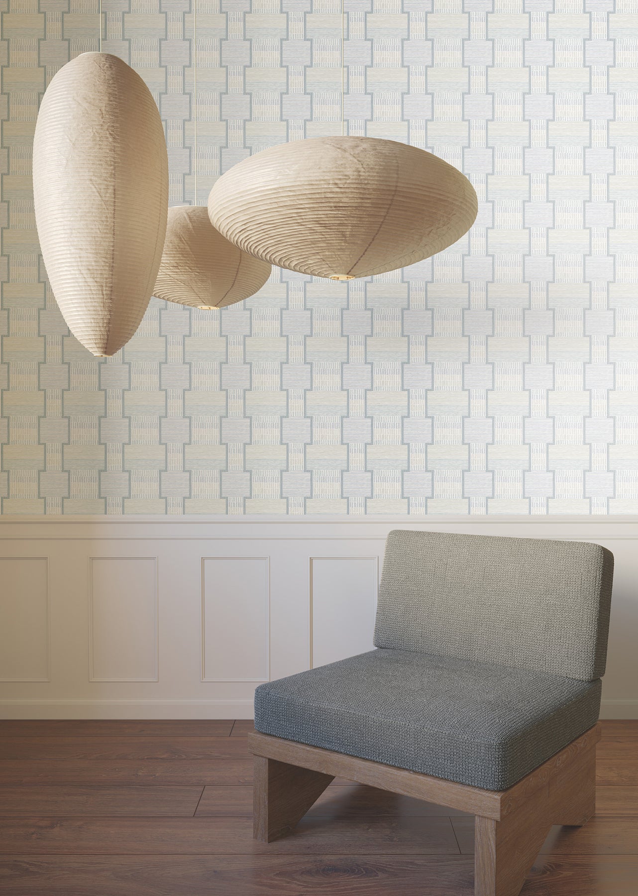 York Wallcoverings Lemieux et Cie Signature La Broderie Sky Blue Wallpaper Modern Geometrics Blues   - LM5374