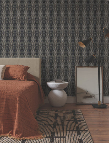 York Wallcoverings Lemieux et Cie Signature Martigue Stripe Black Wallpaper Bohemian Stripes Blacks   - LM5382