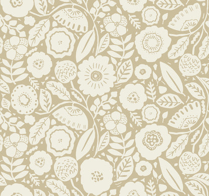 York Wallcoverings Lemieux et Cie Signature Camille Blossom Ochre Wallpaper Feature Wall Florals Yellows   - LM5392