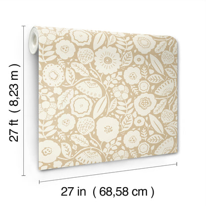 York Wallcoverings Lemieux et Cie Signature Camille Blossom Ochre Wallpaper Feature Wall Florals Yellows   - LM5392