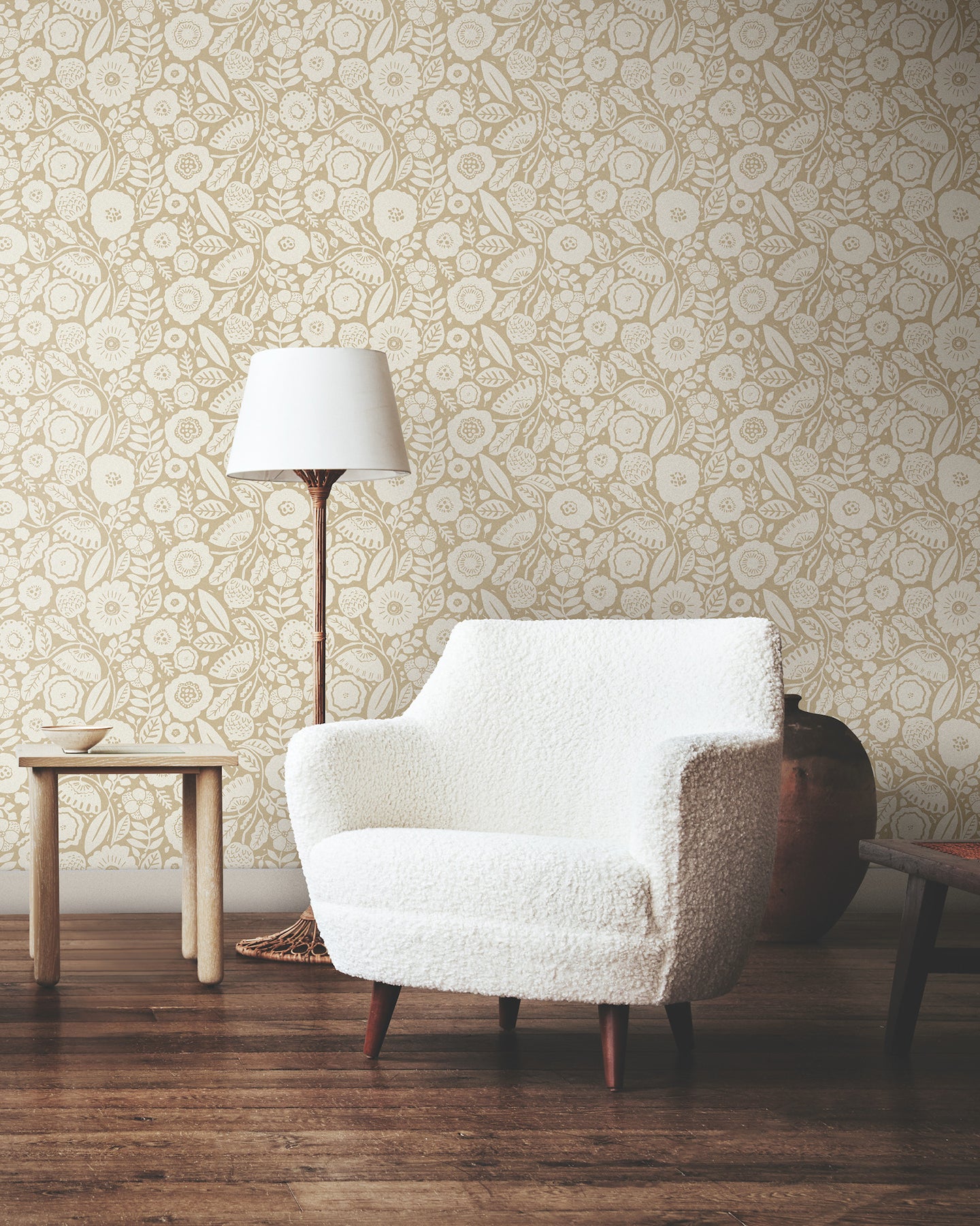 York Wallcoverings Lemieux et Cie Signature Camille Blossom Ochre Wallpaper Feature Wall Florals Yellows   - LM5392