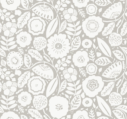 York Wallcoverings Lemieux et Cie Signature Camille Blossom Grey Wallpaper Feature Wall Florals Greys   - LM5393
