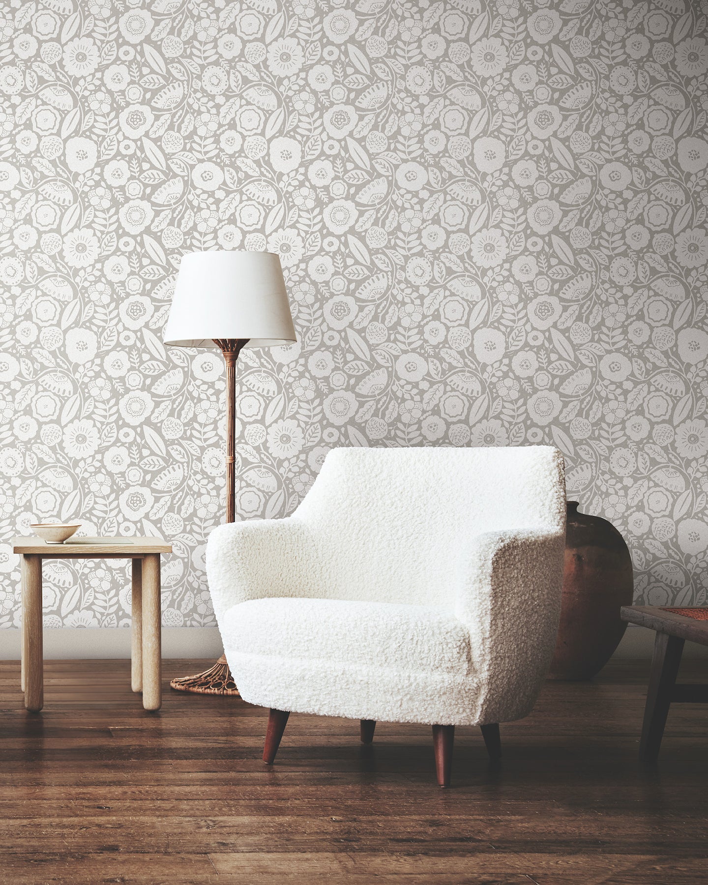 York Wallcoverings Lemieux et Cie Signature Camille Blossom Grey Wallpaper Feature Wall Florals Greys   - LM5393