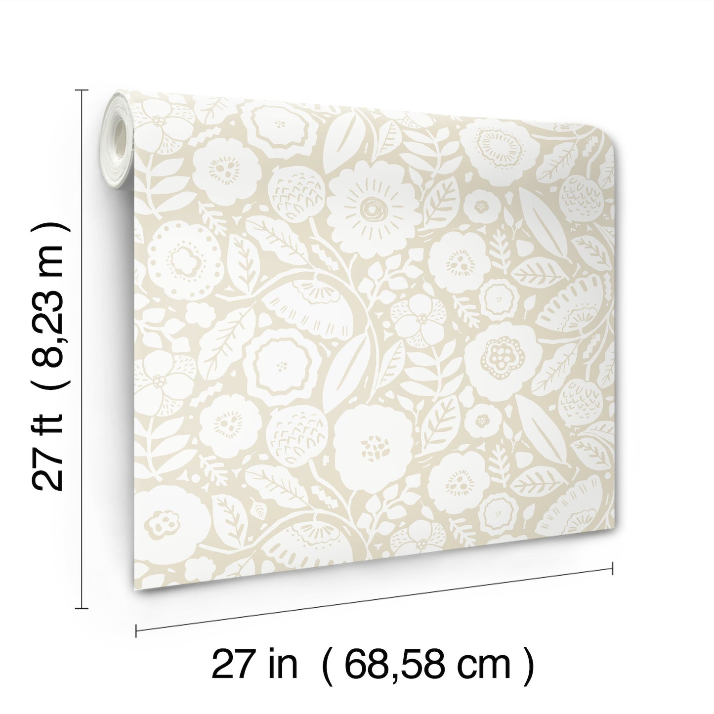 York Wallcoverings Lemieux et Cie Signature Camille Blossom Linen Wallpaper Feature Wall Florals Beiges   - LM5394