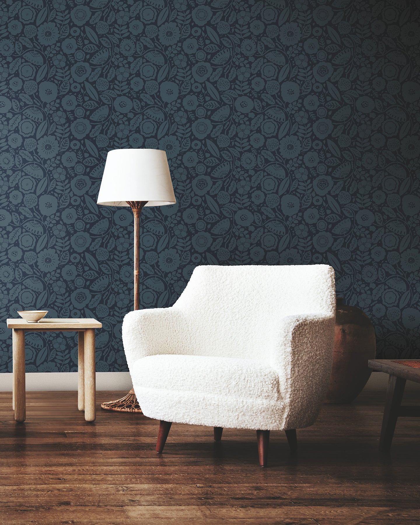 York Wallcoverings Lemieux et Cie Signature Camille Blossom Indigo Wallpaper Feature Wall Florals Blues   - LM5396