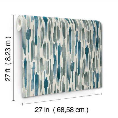 York Wallcoverings Lemieux et Cie Signature Pluie Ocean Wallpaper Eclectic Modern Blues   - LM5401