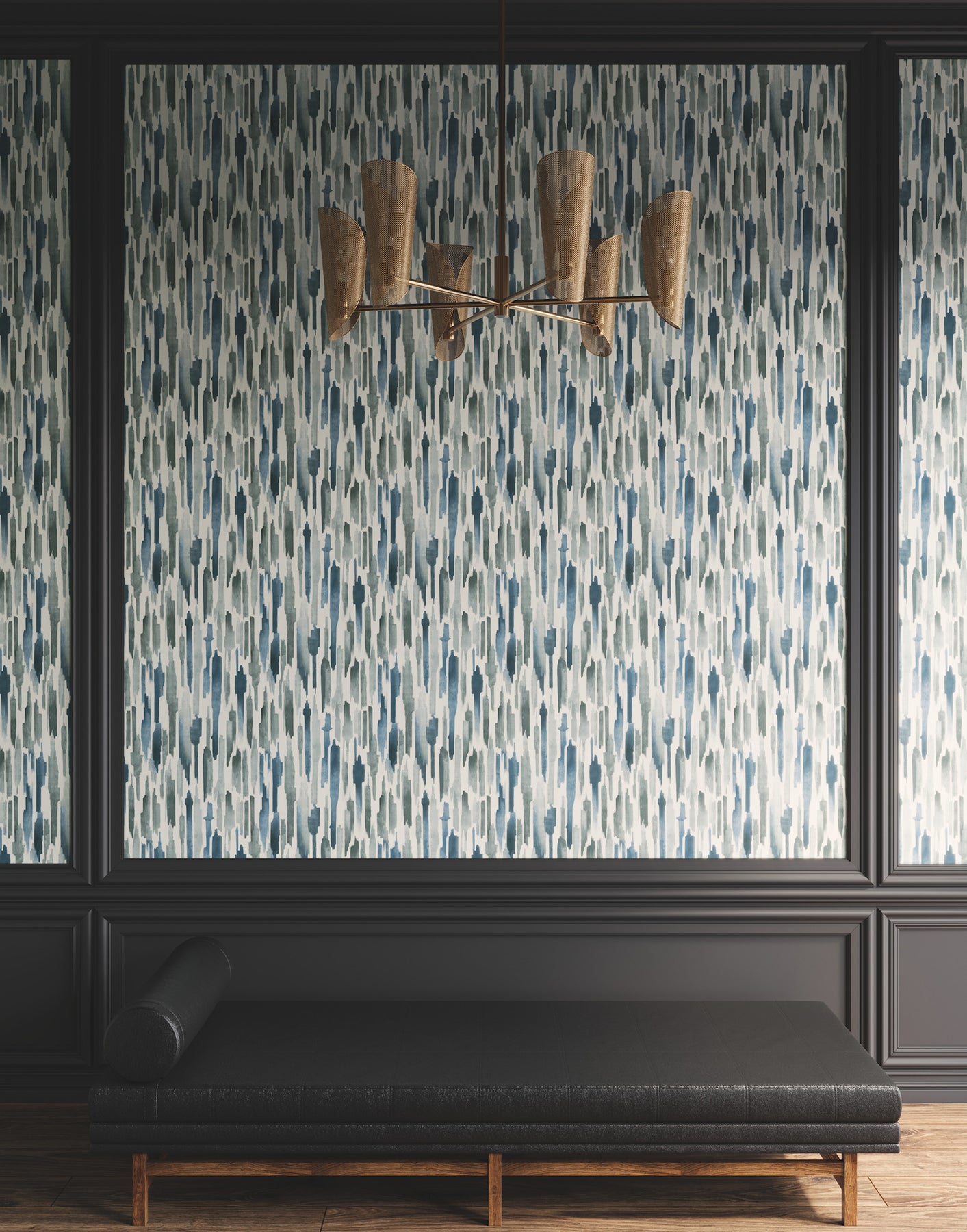 York Wallcoverings Lemieux et Cie Signature Pluie Ocean Wallpaper Eclectic Modern Blues   - LM5401