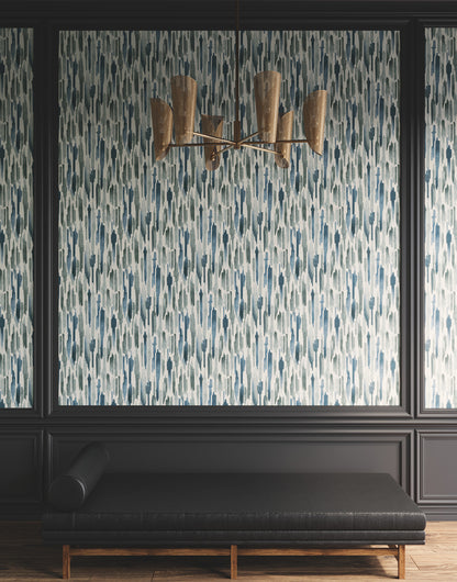 York Wallcoverings Lemieux et Cie Signature Pluie Ocean Wallpaper Eclectic Modern Blues   - LM5401