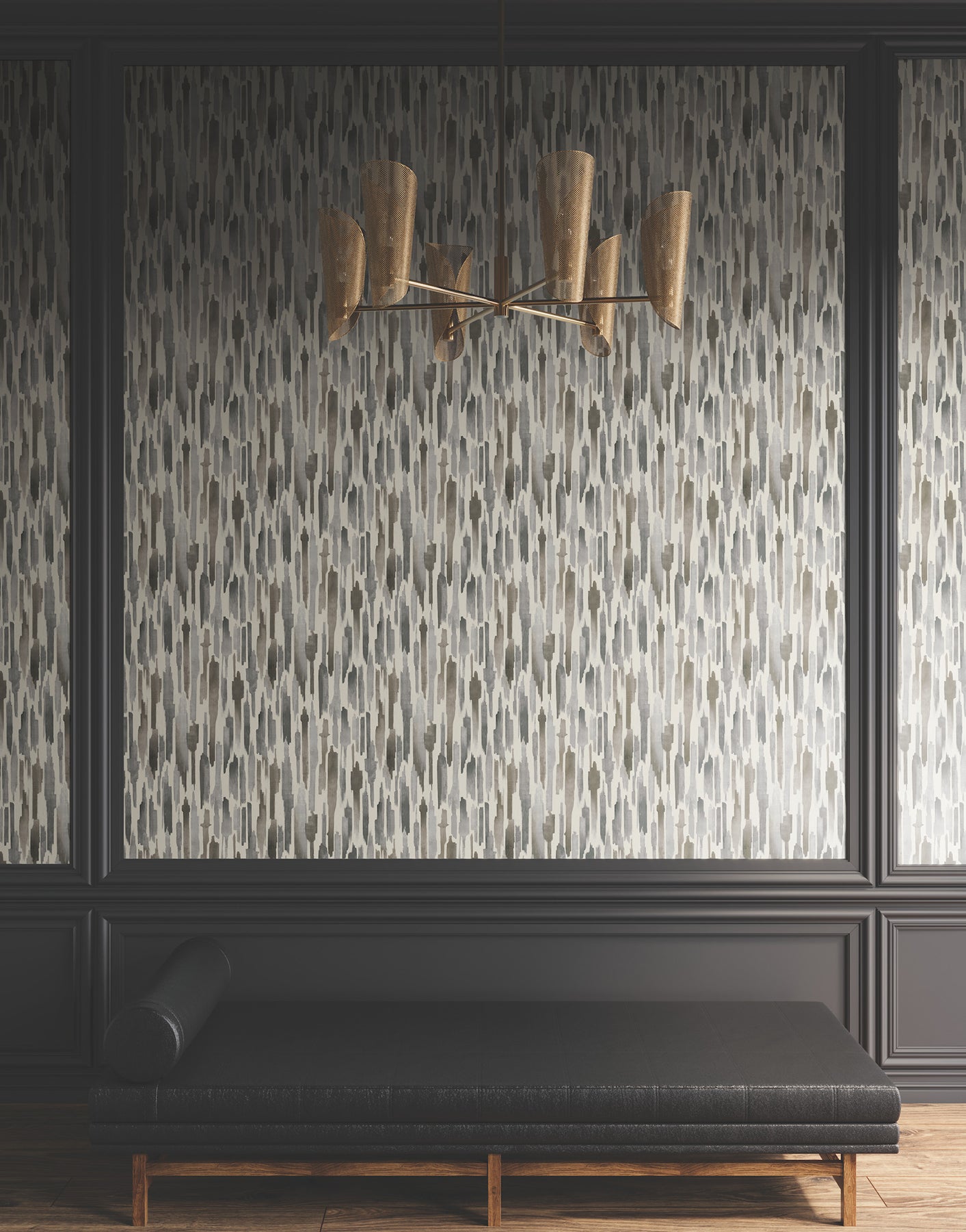 York Wallcoverings Lemieux et Cie Signature Pluie Charcoal Wallpaper Eclectic Modern Greys   - LM5403