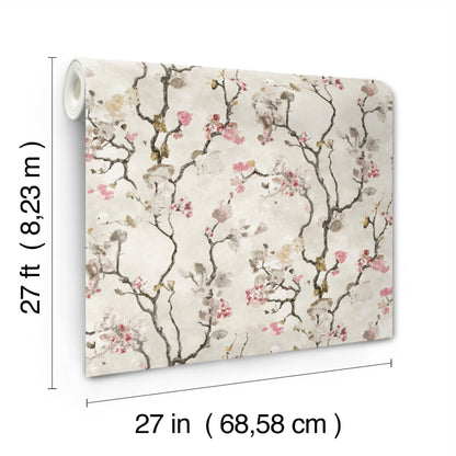 York Wallcoverings Lemieux et Cie Signature Avril Chinoiserie Rose Wallpaper Traditional Florals Pinks   - LM5411