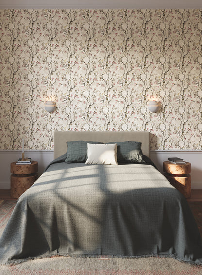 York Wallcoverings Lemieux et Cie Signature Avril Chinoiserie Rose Wallpaper Traditional Florals Pinks   - LM5411