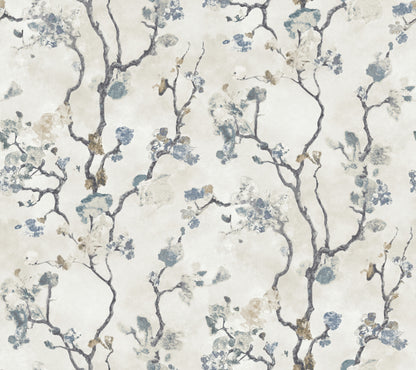 York Wallcoverings Lemieux et Cie Signature Avril Chinoiserie Peacock Wallpaper Traditional Florals Blues   - LM5412