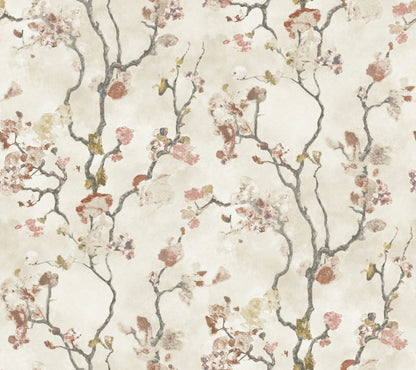 York Wallcoverings Lemieux et Cie Signature Avril Chinoiserie Coral Wallpaper Traditional Florals Oranges   - LM5413