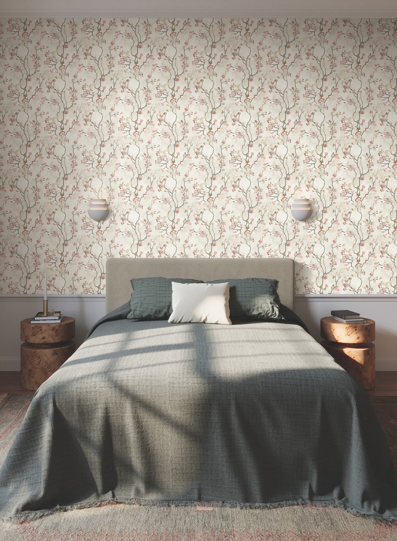 York Wallcoverings Lemieux et Cie Signature Avril Chinoiserie Coral Wallpaper Traditional Florals Oranges   - LM5413