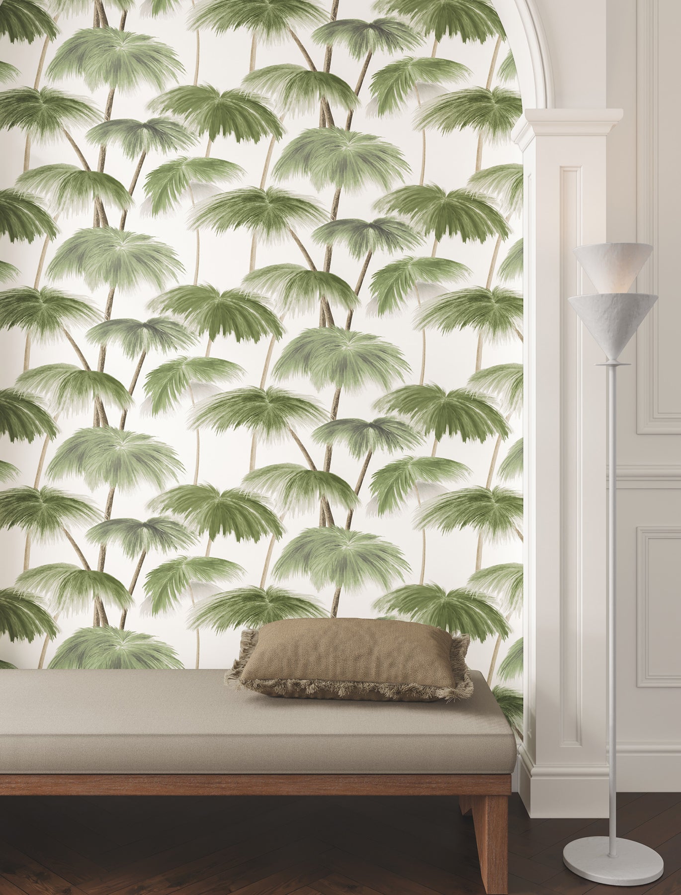 York Wallcoverings Lemieux et Cie Signature Plein Air Palms Green Wallpaper Tropical Tropical Greens   - LM5431