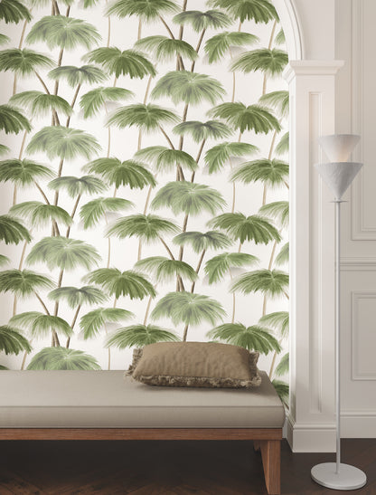 York Wallcoverings Lemieux et Cie Signature Plein Air Palms Green Wallpaper Tropical Tropical Greens   - LM5431