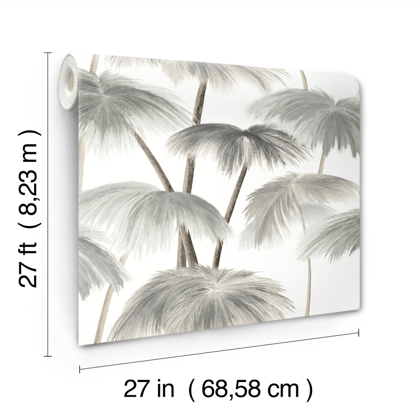 York Wallcoverings Best Sellers Plein Air Palms Black and White Wallpaper Tropical Tropical Greys   - LM5432