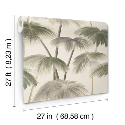 York Wallcoverings Best Sellers Plein Air Palms Vintage Wallpaper Tropical Tropical Beiges   - LM5433