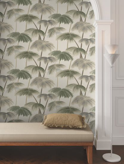 York Wallcoverings Best Sellers Plein Air Palms Vintage Wallpaper Tropical Tropical Beiges   - LM5433