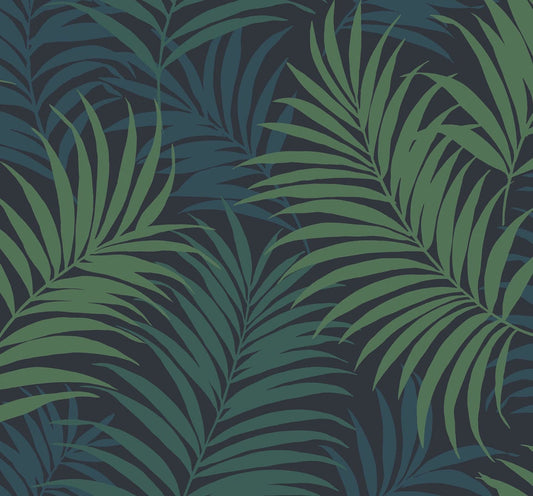 Lillian August Luxe Retreat Via Palma Palm Leaf Coastal Blue Matte Sidewall - LN10112