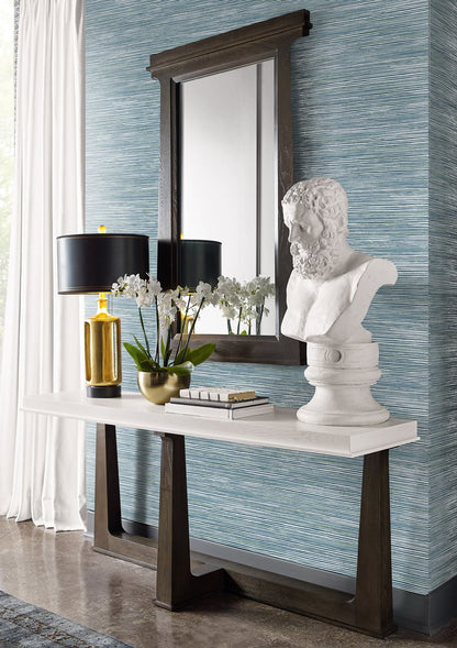 Lillian August Luxe Retreat Osprey Faux Grasscloth Grasscloth Coastal Blue Metallic  - LN10302