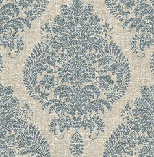 Lillian August Luxe Retreat Antigua Damask Damask Coastal Blue Matte Sidewall - LN10402