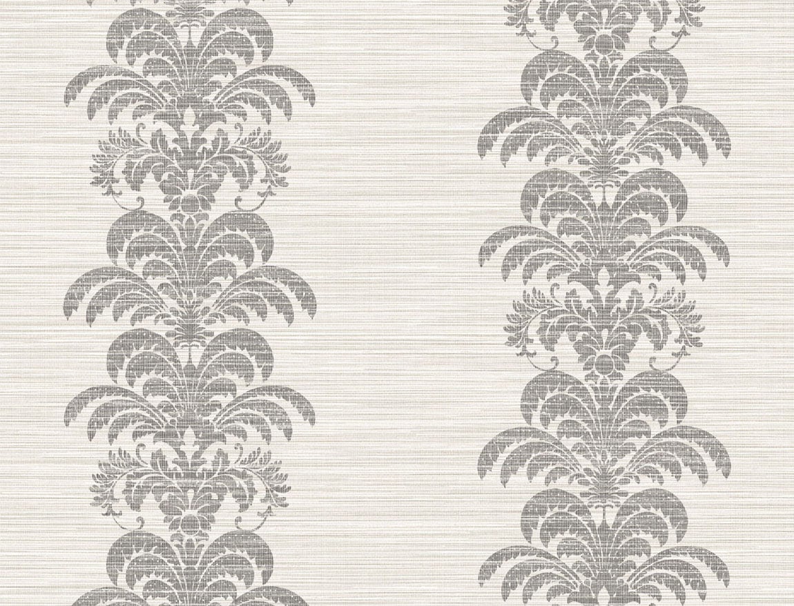 Lillian August Luxe Retreat Palm Frond Stripe Stringcloth Palm Leaf Coastal Grey Matte Sidewall - LN10500