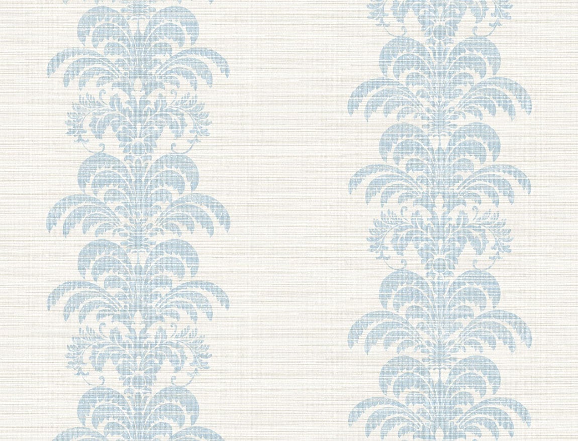 Lillian August Luxe Retreat Palm Frond Stripe Stringcloth Palm Leaf Coastal Blue Matte Sidewall - LN10502