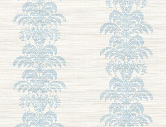 Lillian August Luxe Retreat Palm Frond Stripe Stringcloth Palm Leaf Coastal Blue Matte Sidewall - LN10502