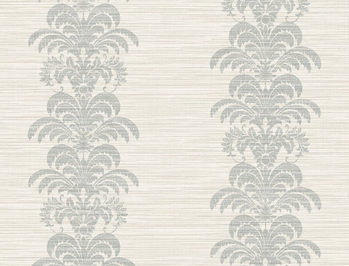 Lillian August Luxe Retreat Palm Frond Stripe Stringcloth Palm Leaf Coastal Grey Matte Sidewall - LN10508