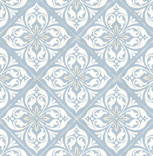 Lillian August Luxe Retreat Plumosa Tile Tile Coastal Blue Matte Sidewall - LN11002