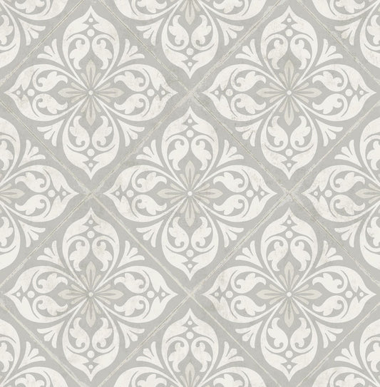 Lillian August Luxe Retreat Plumosa Tile Tile Coastal Grey Metallic Sidewall - LN11008