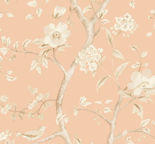 Lillian August Luxe Retreat Southport Floral Trail Chinoiserie Coastal Pink Matte Sidewall - LN11111