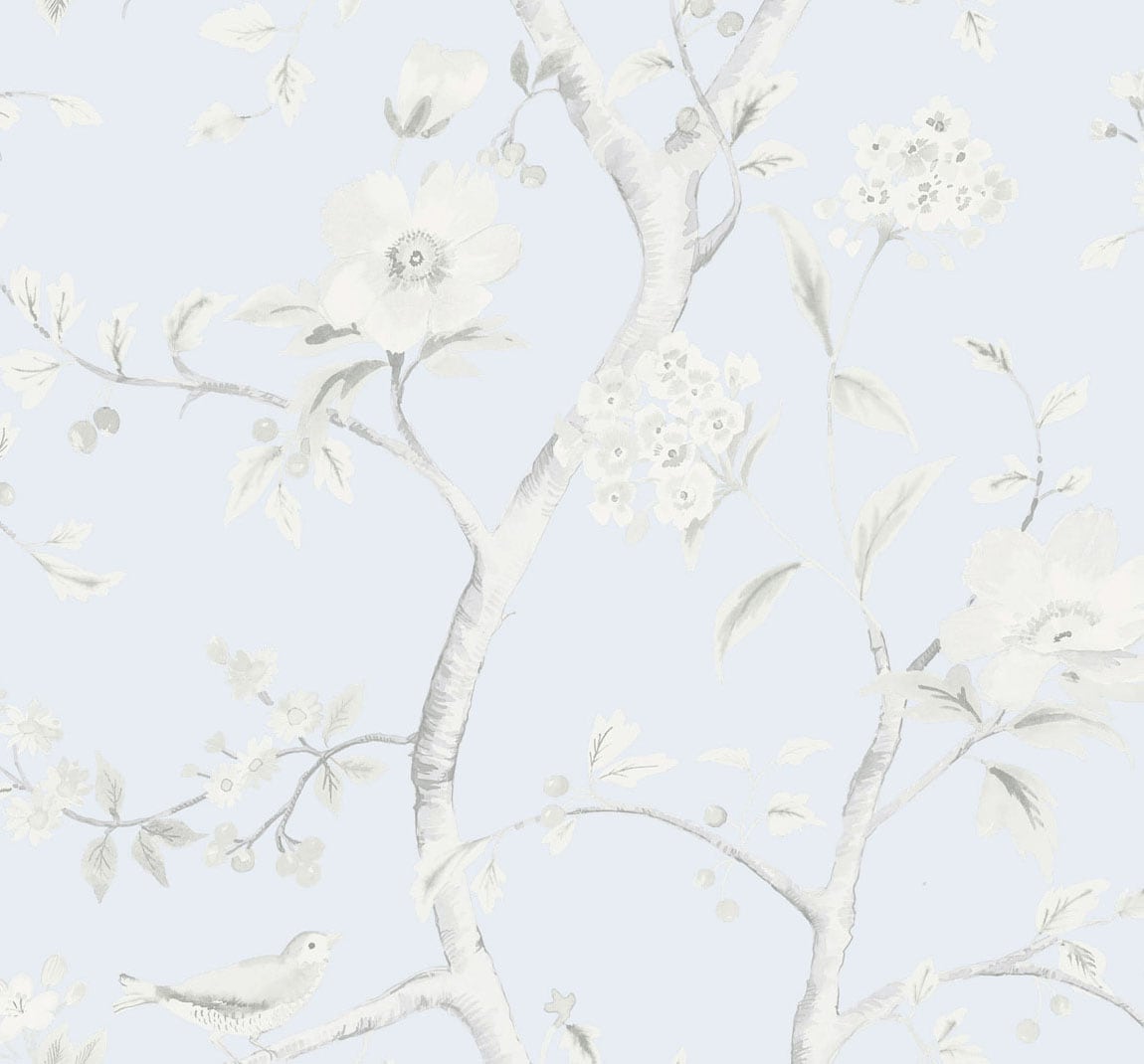 Lillian August Luxe Retreat Southport Floral Trail Chinoiserie Coastal Blue Matte Sidewall - LN11122