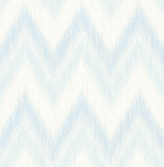 Lillian August Luxe Retreat Regent Flamestitch Stringcloth Chevron Coastal Blue Matte Sidewall - LN11202