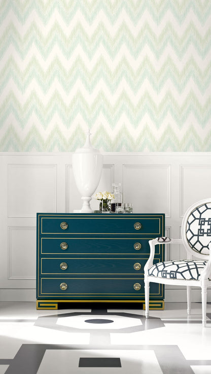 Lillian August Luxe Retreat Regent Flamestitch Stringcloth Chevron Coastal Green Matte  - LN11204